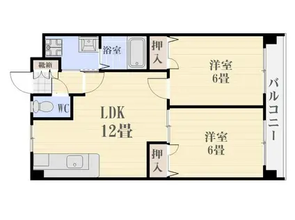 ビューポイント武B棟(2LDK/1階)の間取り写真
