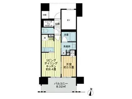 ネベル仙台CROIRE(1LDK/6階)の間取り写真