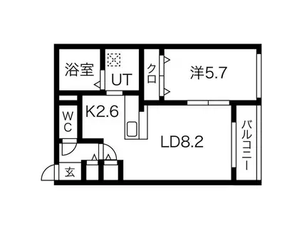 フォーチュンヒルズ(1LDK/1階)の間取り写真
