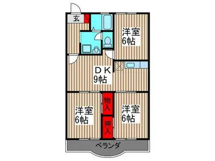 藤倉ハイツ(3DK/2階)の間取り写真