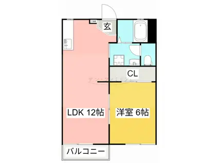 プロムナード御油(1LDK/2階)の間取り写真