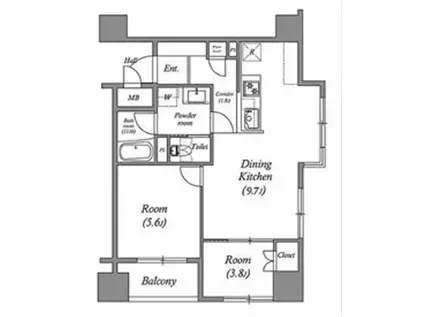 レジデンス南大塚スクエア(2DK/7階)の間取り写真