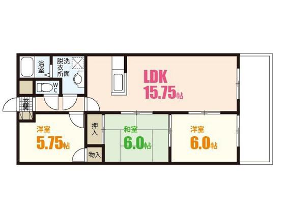 末田アパート(3LDK/1階)の間取り写真