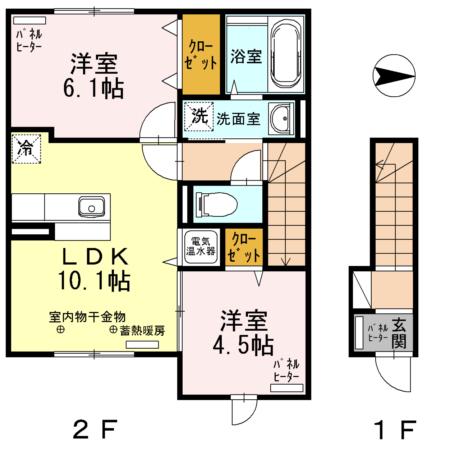 グランドールKR I(2LDK/2階)の間取り写真