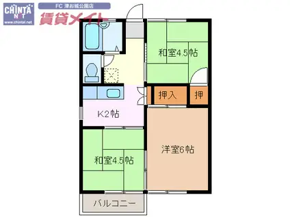 クリック大谷(3K/2階)の間取り写真