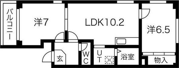 セゾン冨貴(2LDK/2階)の間取り写真