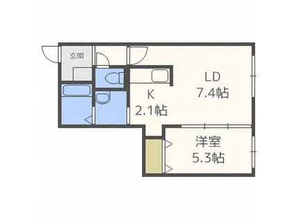 シティレジデンス南6条(1LDK/2階)の間取り写真