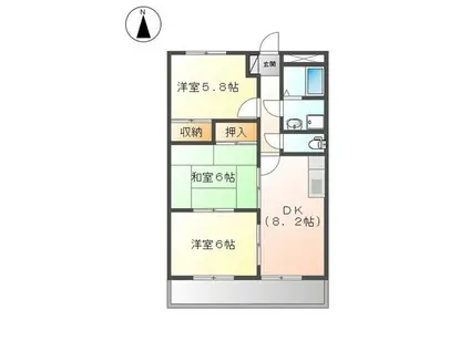 グランディール羽根(3DK/2階)の間取り写真