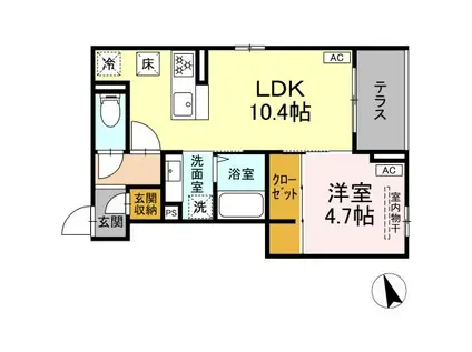 ASSET-COURT調布ヶ丘(1LDK/1階)の間取り写真