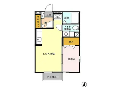 メゾンソニア(1LDK/1階)の間取り写真