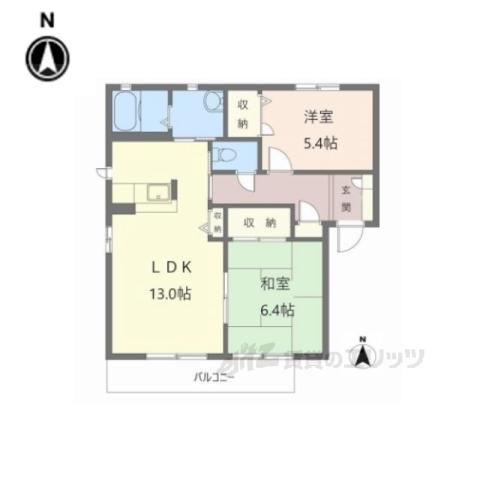 プリムローズ1番館(2LDK/1階)の間取り写真