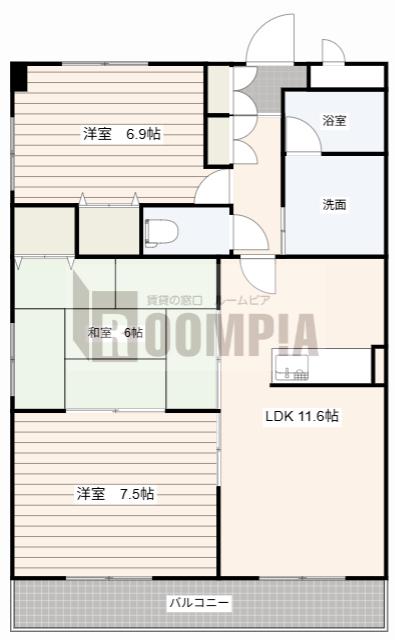 BELL COURT AWANO(3LDK/2階)の間取り写真