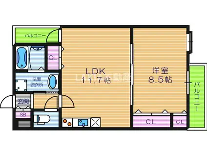 フジパレス今川III番館(1LDK/3階)の間取り写真