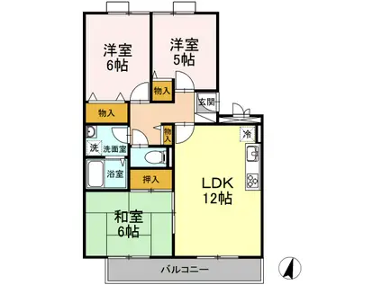 アルファタウン西田原I(3LDK/2階)の間取り写真
