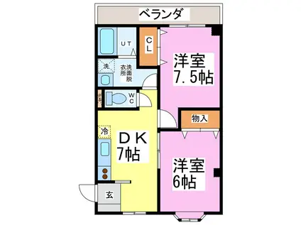 パセオ江端(2DK/3階)の間取り写真