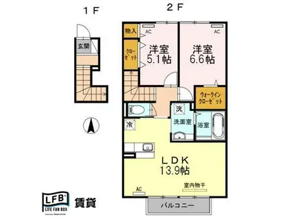 HIMIKOIV(2LDK/2階)の間取り写真