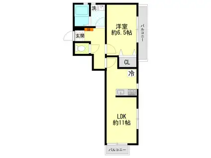 スピカハイツ弘明寺(1LDK/3階)の間取り写真