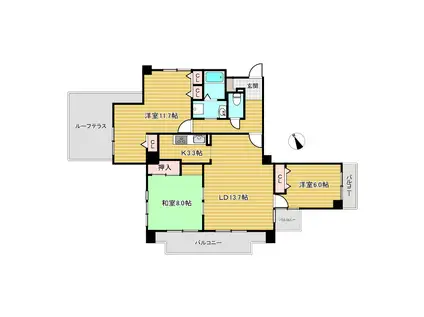 ハイツ住吉川公園(3LDK/6階)の間取り写真