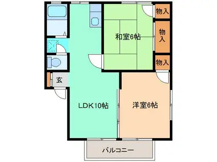 ファインコート B(2LDK/1階)の間取り写真