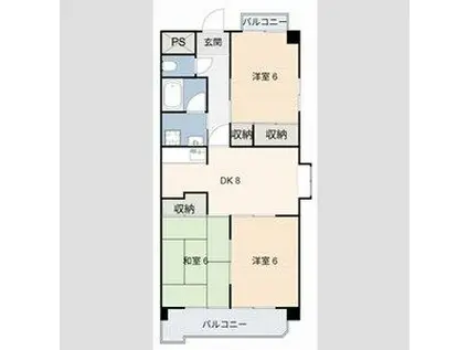 SOLE善明(2DK/3階)の間取り写真