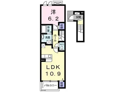 モントレゾール(1LDK/2階)の間取り写真
