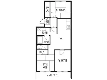 サラグレース川内(3DK/1階)の間取り写真