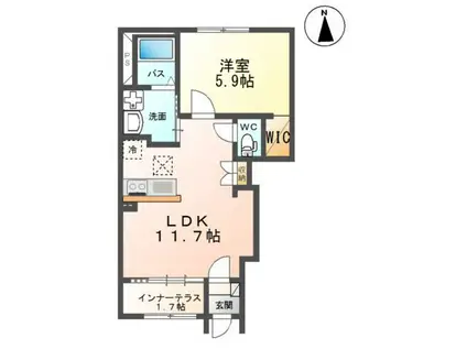 エバーガーデン(1LDK/1階)の間取り写真