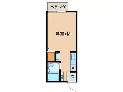 ハイツグリーンビレッジ(ワンルーム/1階)の間取り写真