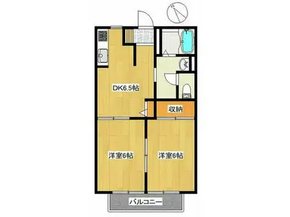 ソレイユルヴァン(2DK/2階)の間取り写真