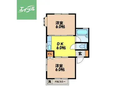 ベルメゾン(2DK/1階)の間取り写真