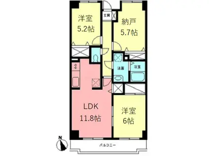 コンフォール生田(2SLDK/2階)の間取り写真