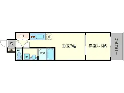 LC九条ガレリア(1DK/6階)の間取り写真