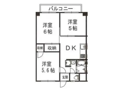 出浦コーポII(3DK/1階)の間取り写真