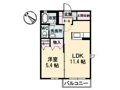 シャーメゾン新地(1LDK/2階)の間取り写真