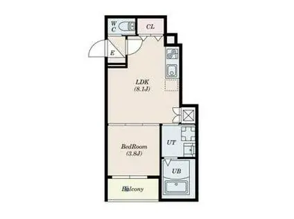 F ASECIA AMUZ I(1LDK/1階)の間取り写真