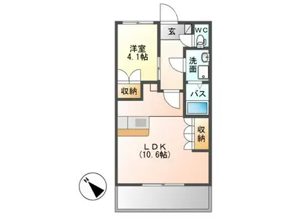 チェリーハイム(1LDK/1階)の間取り写真