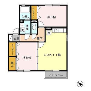 シェルクレール参番館(2LDK/2階)の間取り写真