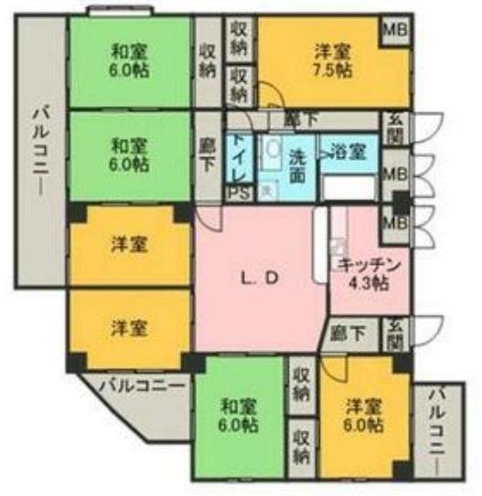 マノワールINO(7LDK/4階)の間取り写真