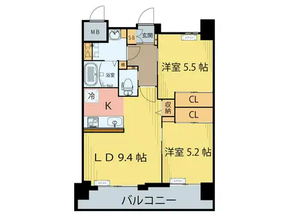 クラウド泉中央ウエスト(2LDK/8階)の間取り写真