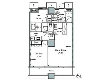 ザ 東京タワーズ ミッドタワー(1SLDK/23階)の間取り写真