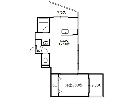 BLANCUBE.612(1LDK/4階)の間取り写真
