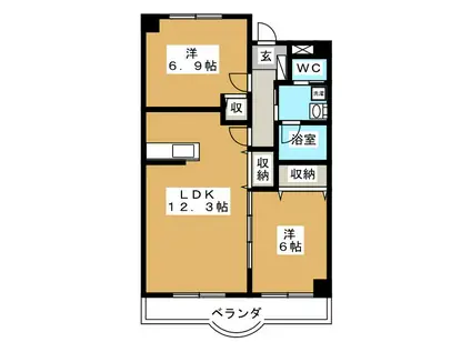 ライフコア上千田(2LDK/2階)の間取り写真