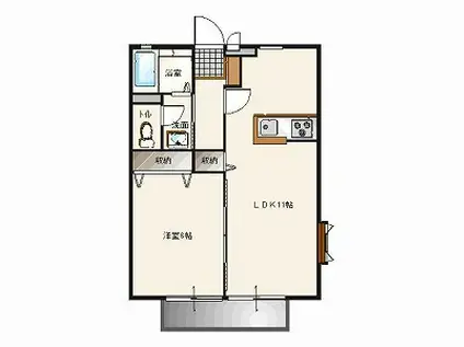 ベルメゾン・ワンエル(1LDK/1階)の間取り写真