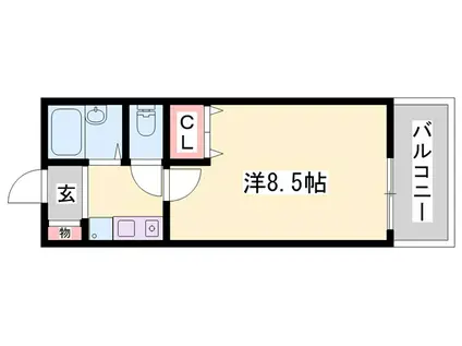 クリスタルA-ウエスト(1K/1階)の間取り写真