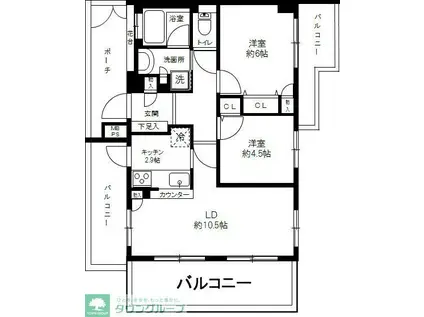 クリオ弘明寺桜通壱番館(2LDK/2階)の間取り写真