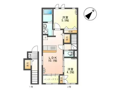 ピュアグレースII(2LDK/2階)の間取り写真