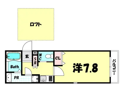 VIANO神戸上筒井通イースト(1K/2階)の間取り写真