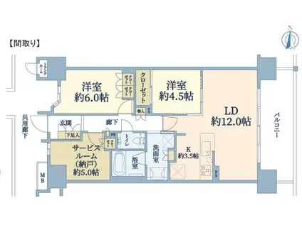 プレミスト湘南辻堂フォレストフェイス(2SLDK/11階)の間取り写真