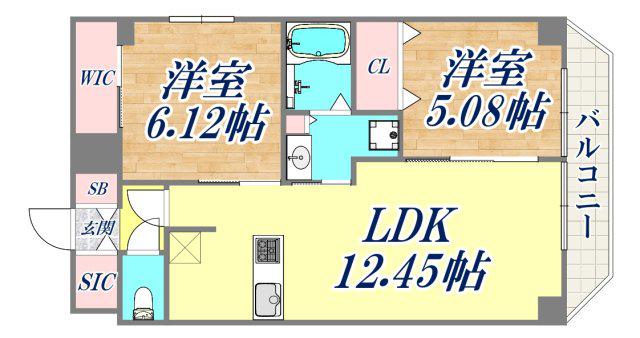 LIVEFLAT六甲桜口(2LDK/9階)の間取り写真