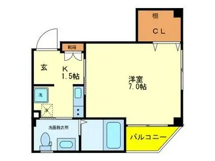 ル・シェル南巽(1K/2階)の間取り写真